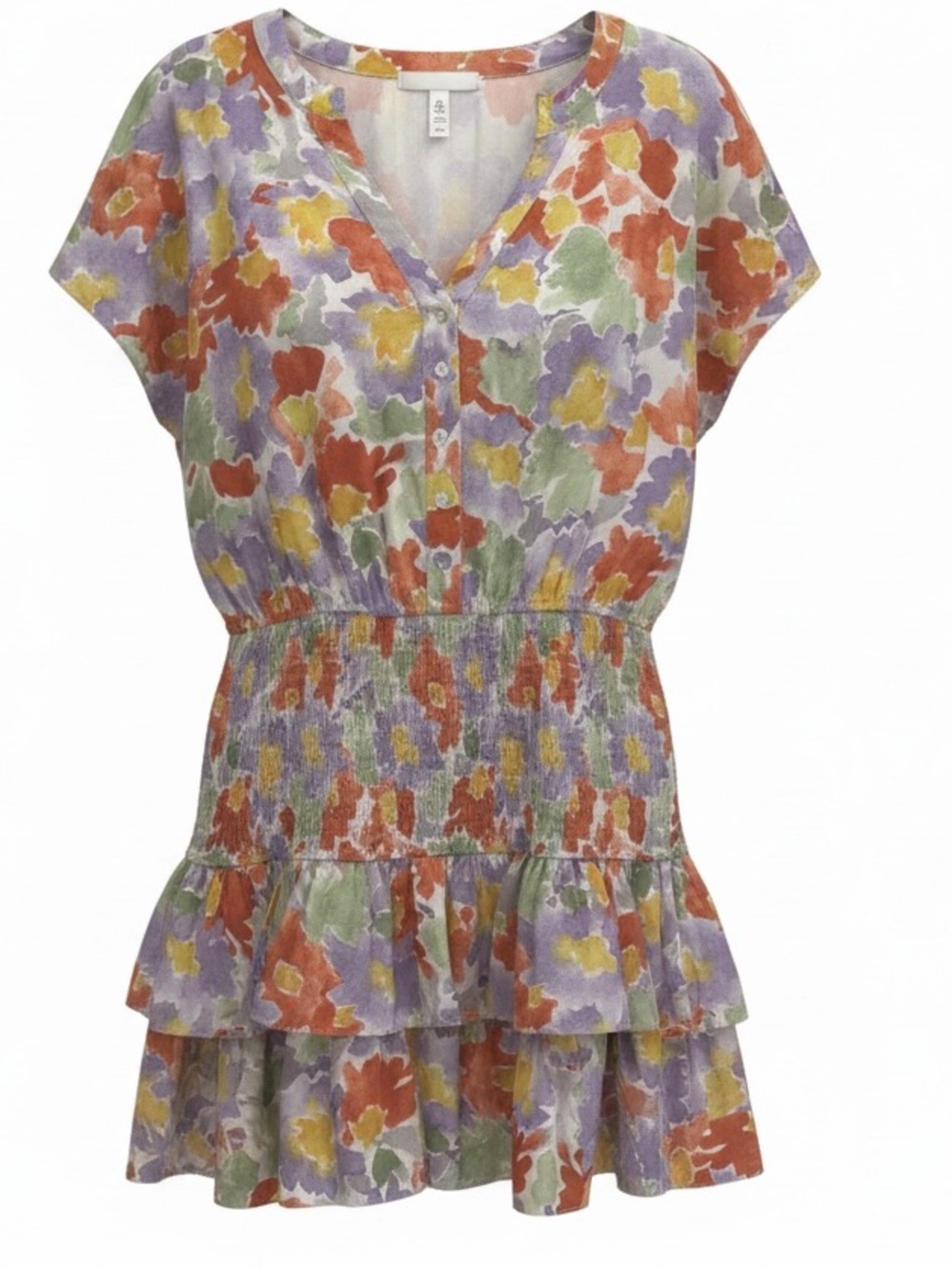 Entro Watercolor Smocked mini dress- EUC